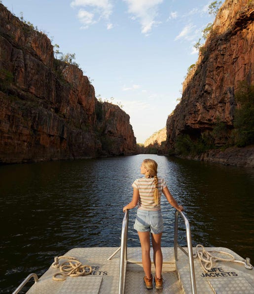 A woman on a Katherine Gorge boat cruise