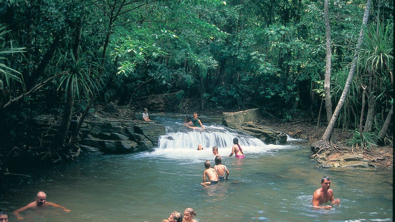 People swimming at Berry Springs Nature Park near Darwin